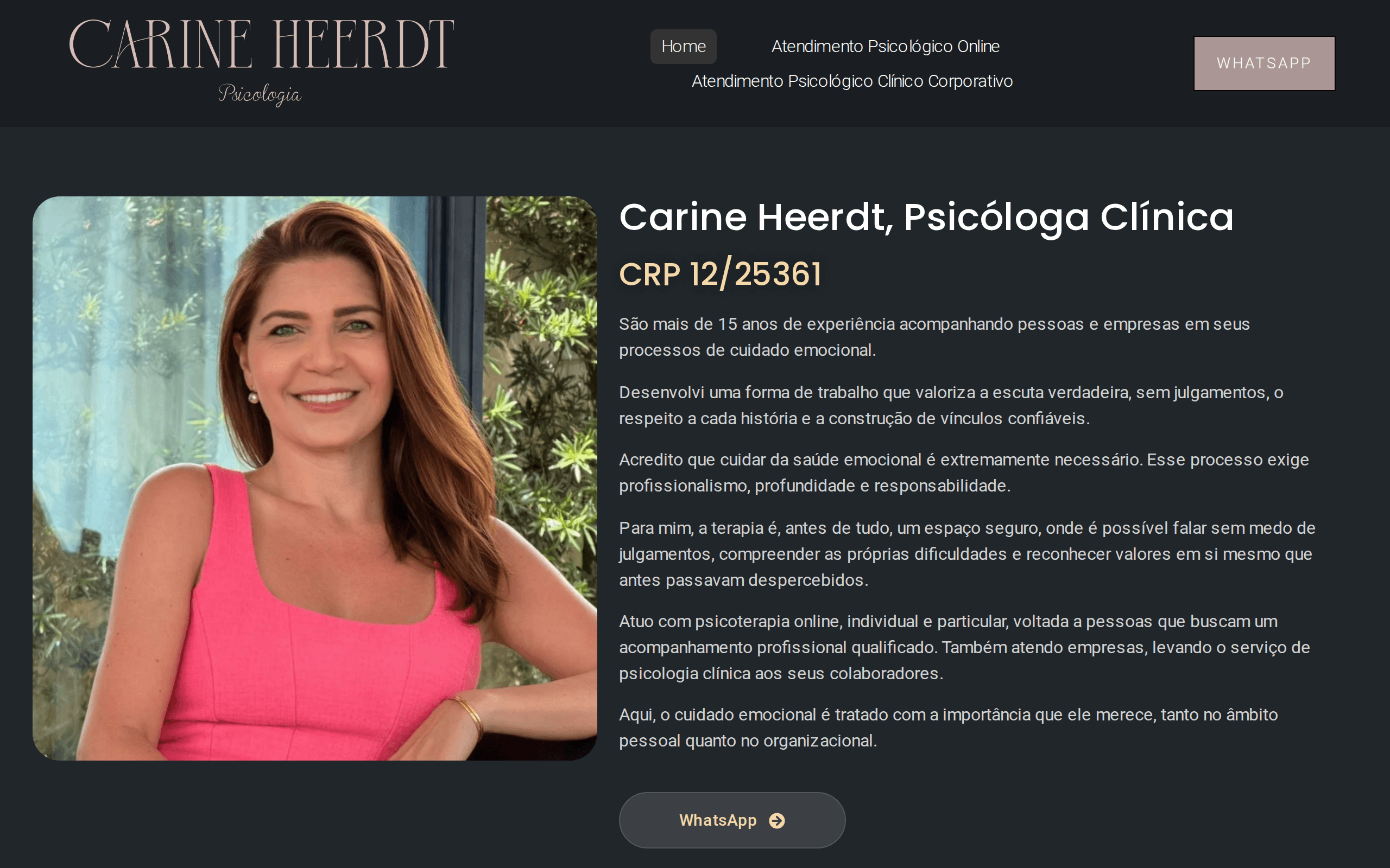 Carine Heerdt — Psicóloga — screenshot principal