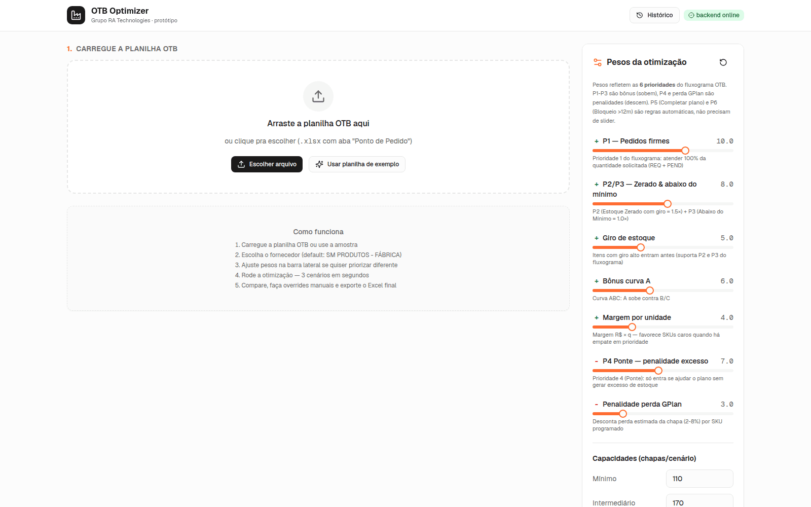 OTB Optimizer — screenshot principal